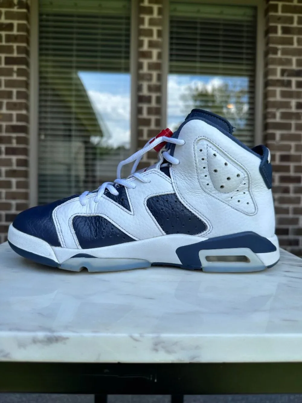 Nike Jordan 6 Retro Olympic High Top Sneakers White Navy Women Sz 8 Men Sz 6.5